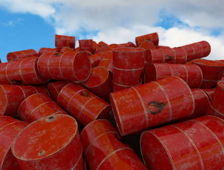 Barrels with flammable contents. 3D render.