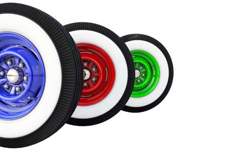 Three wheels retro. 3D renderの写真素材