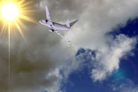 Airplane flying. 3D render