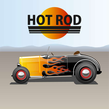 A vector illustration of a vintage hot rod.のイラスト素材