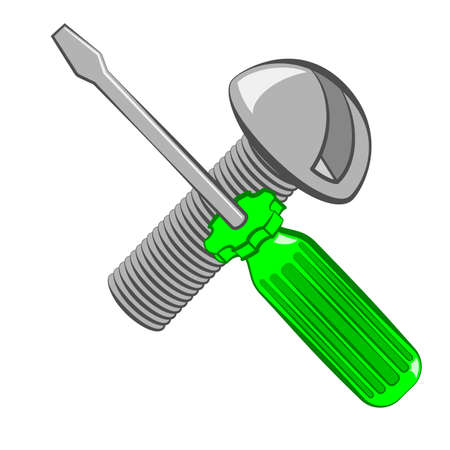 Screwdriver and screw. Cartoon style.の写真素材