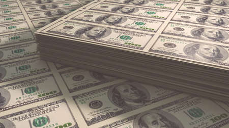 Dollar bills. 3D render