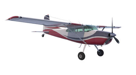 Light aircraft isolated on white background. Bush plane. 3D rendering. Propeller driven single...