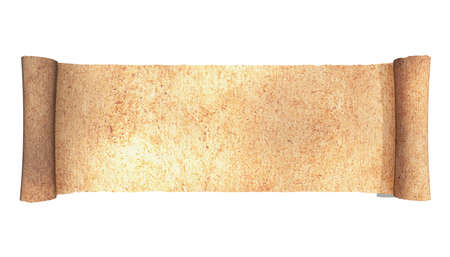 Old paper parchment manuscript isolated on white. 3d render
