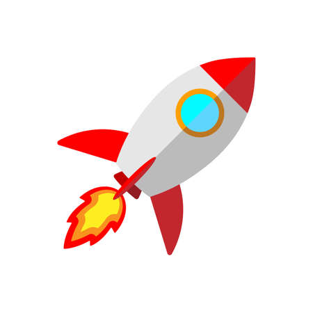 Cartoon rocket space ship isolated vector illustration.のイラスト素材