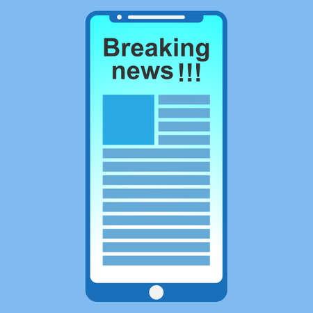 Breaking news on smartphone screen. Online digital media. Flatのイラスト素材