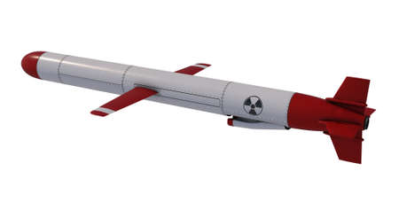 Nuclear Cruise missile isolated on white background. 3D renderの写真素材
