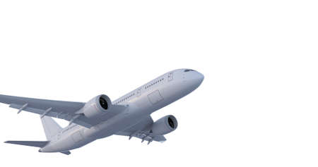 Commercial Jet Plane takes off isolate on white 3D renderの写真素材