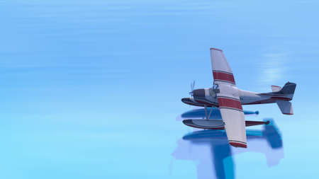 Retro seaplane . 3D renderの写真素材