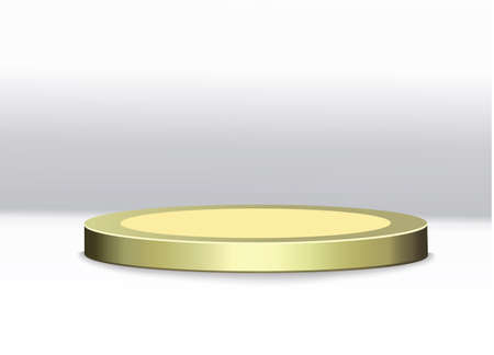 Golden podium on a transparent background.the podium of winners with bright lights.spotlight.lighting.vector illustration.attention.のイラスト素材