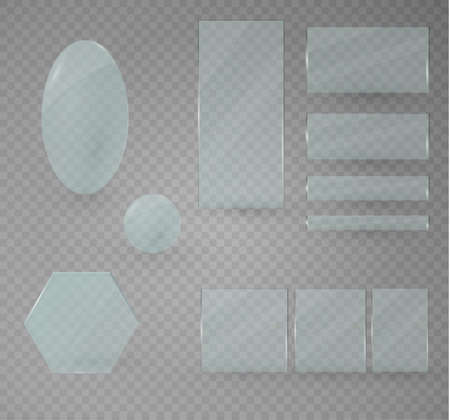 Set of glass plates. Vector glass banners on a transparent background.transparency.for publicity.のイラスト素材