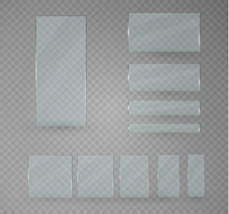 Set of glass plates. Vector glass banners on a transparent background.transparency.for publicity.のイラスト素材