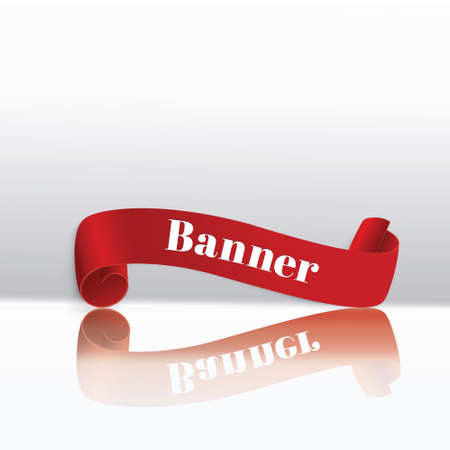 Set of red scrolls.banner label.wrapped paper.vector illustration with reflection.のイラスト素材