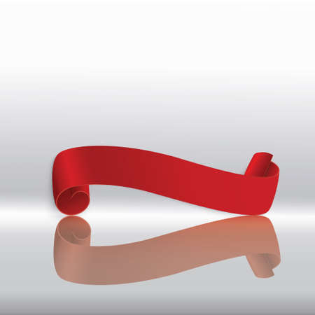 Set of red scrolls.banner label.wrapped paper.vector illustration with reflection.のイラスト素材