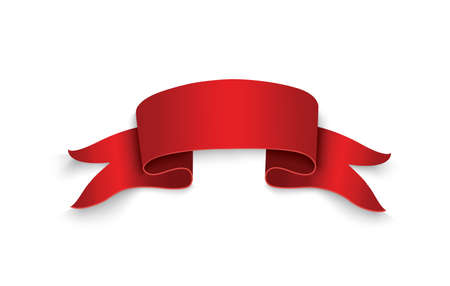 Set of red scrolls.banner label.wrapped paper.vector illustration with reflection.のイラスト素材