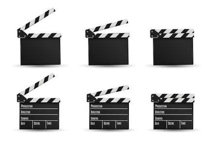 Realistic clapper.cinema.Board on a white background.film.time.vector illustration.のイラスト素材