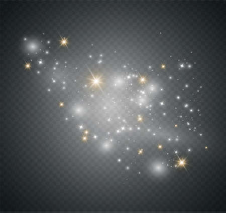 Dust on a transparent background.bright stars.The glow lighting effect. vector illustration.the sun is shining. magicのイラスト素材