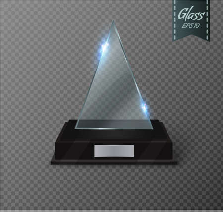 Blank glass trophy award on a transparent background.のイラスト素材