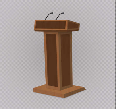 Vector Podium Tribune Rostrum Stand with Microphones Isolated.のイラスト素材
