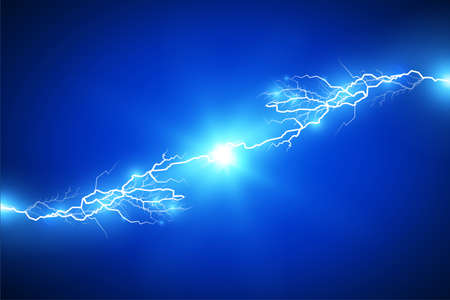 Set of lightnings. Magic and bright lighting effects. Vector Illustrationのイラスト素材