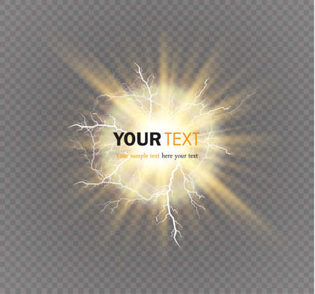 Set of lightnings. Magic and bright lighting effects. Vector Illustrationのイラスト素材