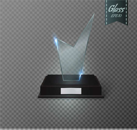 Blank glass trophy award on a transparent background.のイラスト素材
