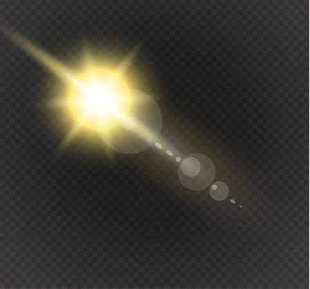 Abstract lens gold front solar flare transparent special light effect design.のイラスト素材