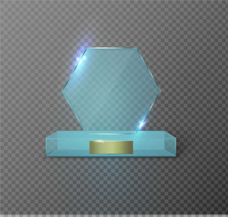 Blank glass trophy award on a transparent background.のイラスト素材