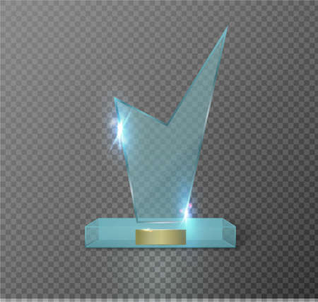 Blank glass trophy award on a transparent background.のイラスト素材