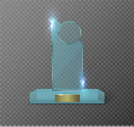 Blank glass trophy award on a transparent background.のイラスト素材