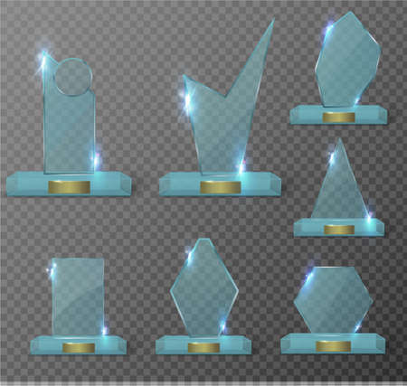 Blank glass trophy award on a transparent background.のイラスト素材