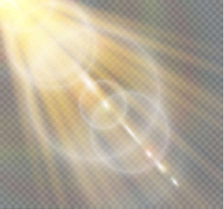 Abstract lens gold front solar flare transparent special light effect design.のイラスト素材