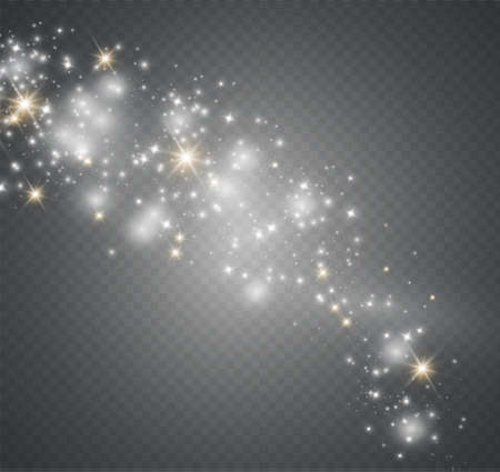 Dust on a transparent background.bright stars.The glow lighting effect. vector illustration.the sun is shining. magicの写真素材