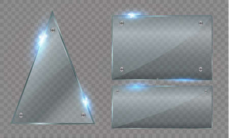 Set of glass plates. Vector glass banners on a transparent background.transparency.for publicityの写真素材
