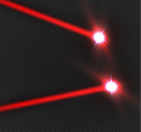 Abstract red laser beam. Transparent isolated on black background. Vector illustration.the lighting effect.floodlight directionalのイラスト素材