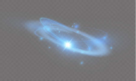 Circular lens flare transparent light effect. Abstract cross ellipse. Rotational glow line. Power energy. Glowing ring trace background. Round shiny frame. Vector circle. Magic sparkling swirl trailのイラスト素材