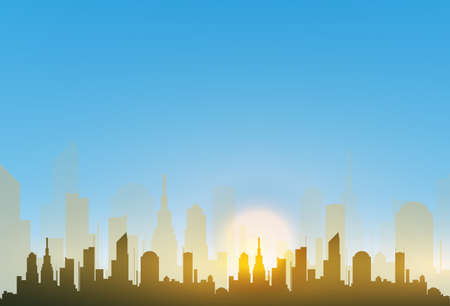 The silhouette of the city in a flat style. Modern urban landscape.vector illustrationのイラスト素材