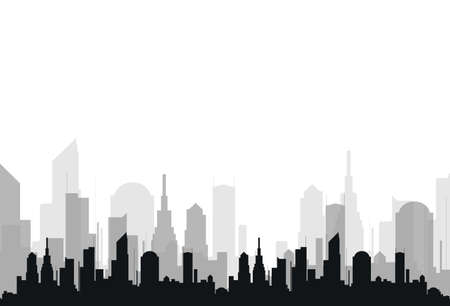 The silhouette of the city in a flat style. Modern urban landscape.vector illustrationのイラスト素材