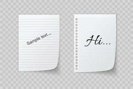 Collection of various white papers, leaves for the label ready for Your message. Vector illustrationのイラスト素材