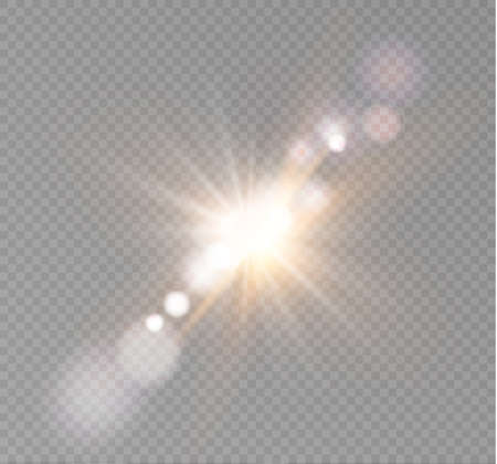 Abstract lens gold front solar flare transparent special light effect design.のイラスト素材