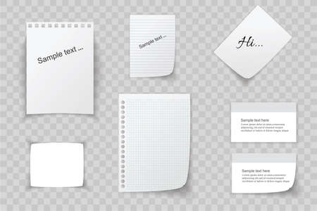 Collection of various white papers, leaves for the label ready for Your message. Vector illustrationのイラスト素材