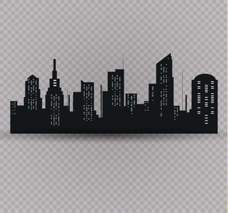 The silhouette of the city in a flat style. Modern urban landscape.vector illustration.のイラスト素材