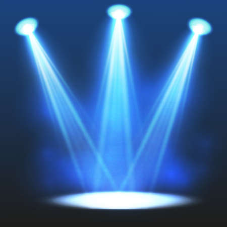 Vector spotlight. Light effect.Scene illumination, transparent effects on a plaid dark background.のイラスト素材