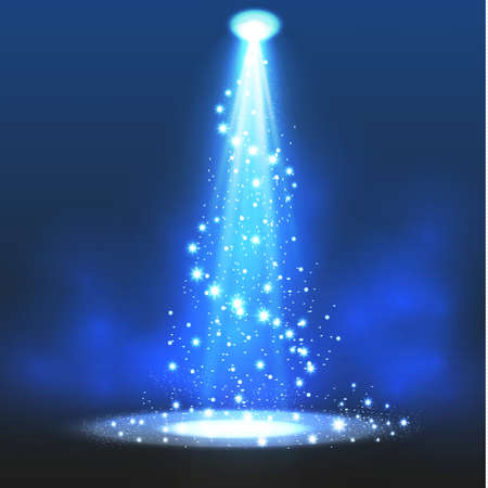 Vector spotlight. Light effect.Scene illumination, transparent effects on a plaid dark background.のイラスト素材