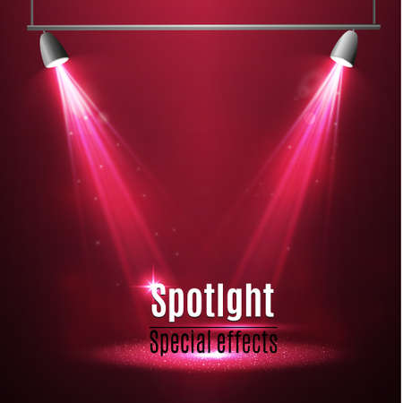 Vector spotlight. Light effect.Scene illumination, transparent effects on a plaid dark background.のイラスト素材