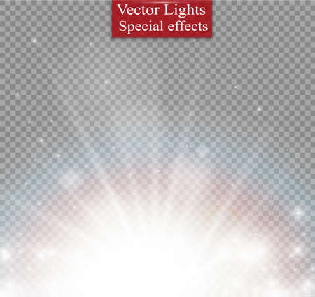 Light flare special effect with rays of light and magic sparkles. Vector illustration.のイラスト素材