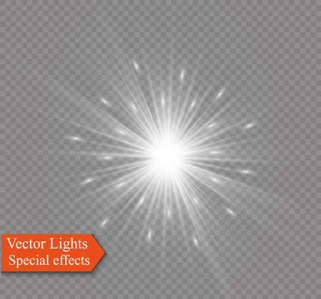 Star on a transparent background, light effect, vector illustration burst with sparkles.のイラスト素材