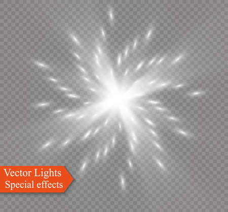 Star on a transparent background, light effect, vector illustration burst with sparkles.のイラスト素材