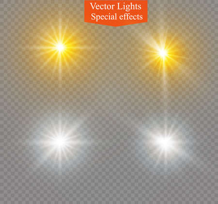 Star on a transparent background, light effect, vector illustration burst with sparkles.のイラスト素材