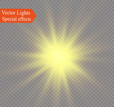 Star on a transparent background, light effect, vector illustration burst with sparkles.のイラスト素材